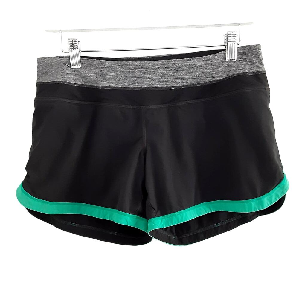Lululemon Groovy Run Shorts Womens 6 Running Short Black Aqua Athletic Track